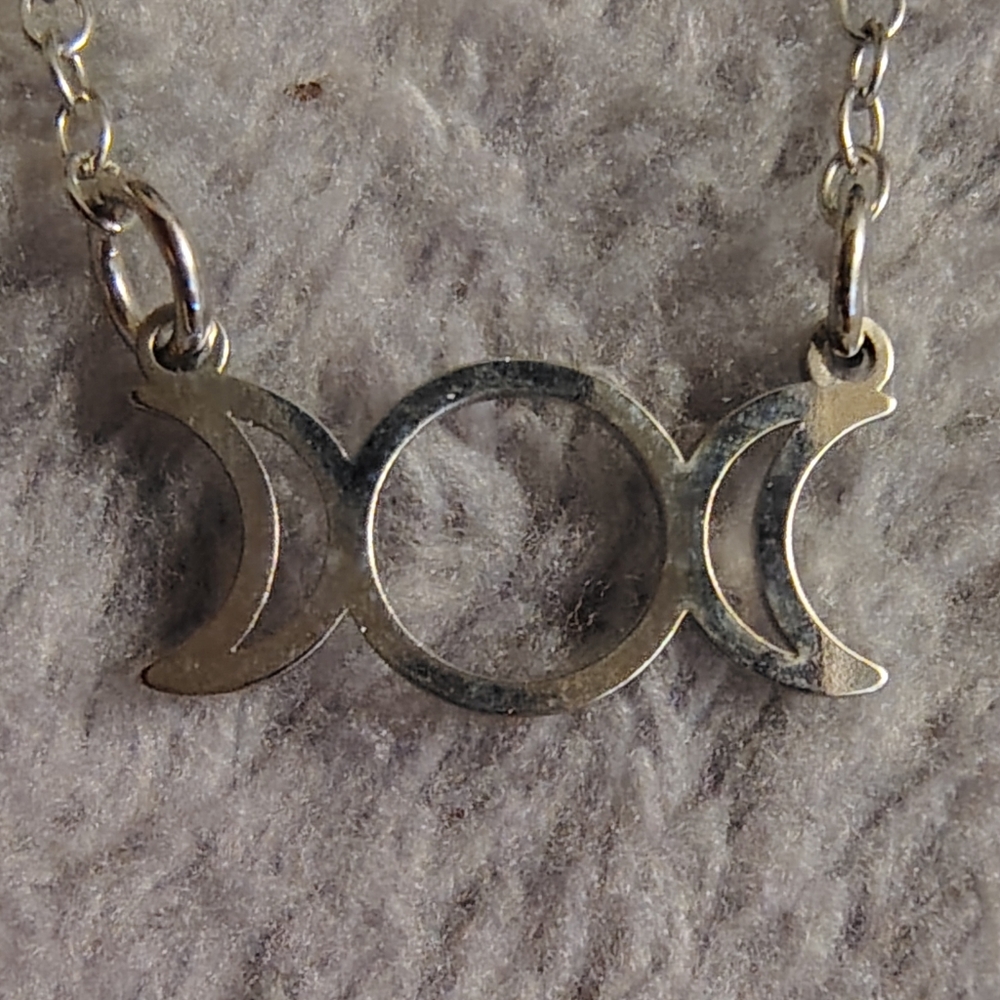 Triple Moon Phase Pendant Necklace